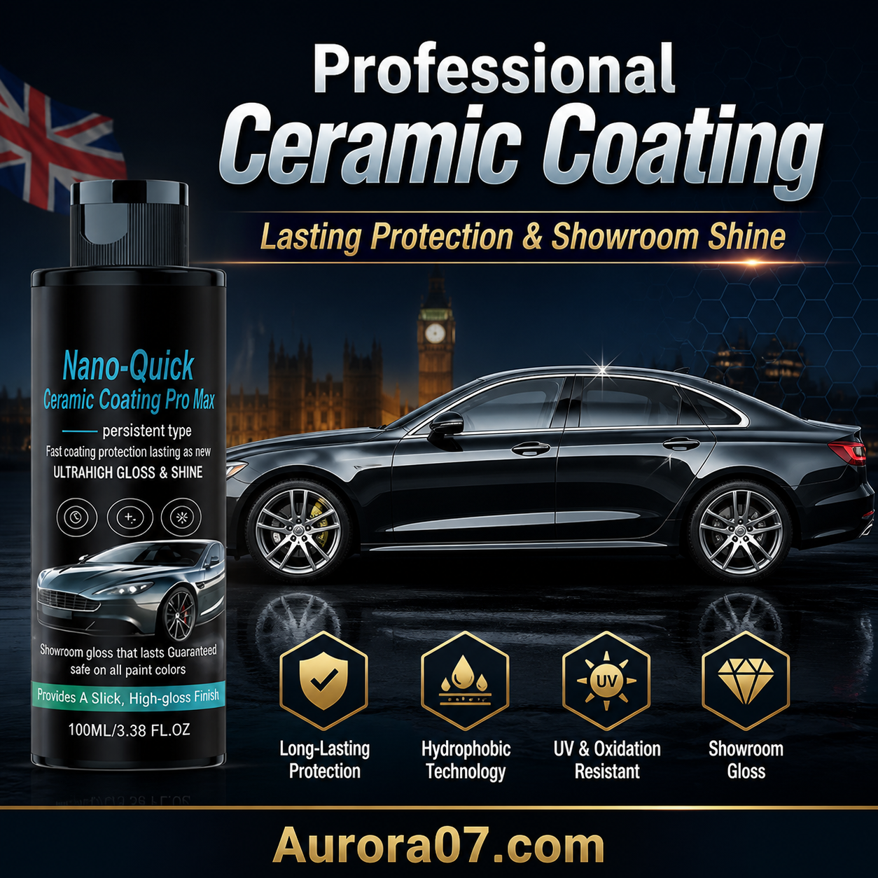 Lumethique™High-Gloss Hydrophobic Nano Ceramic Coating Spray
