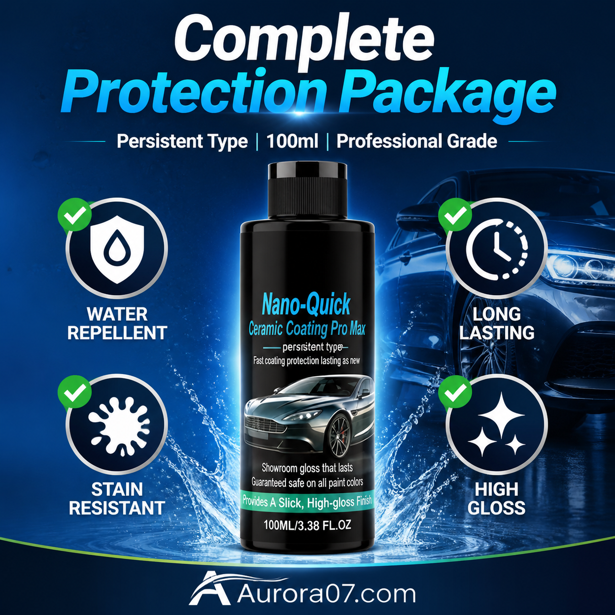 Lumethique™High-Gloss Hydrophobic Nano Ceramic Coating Spray