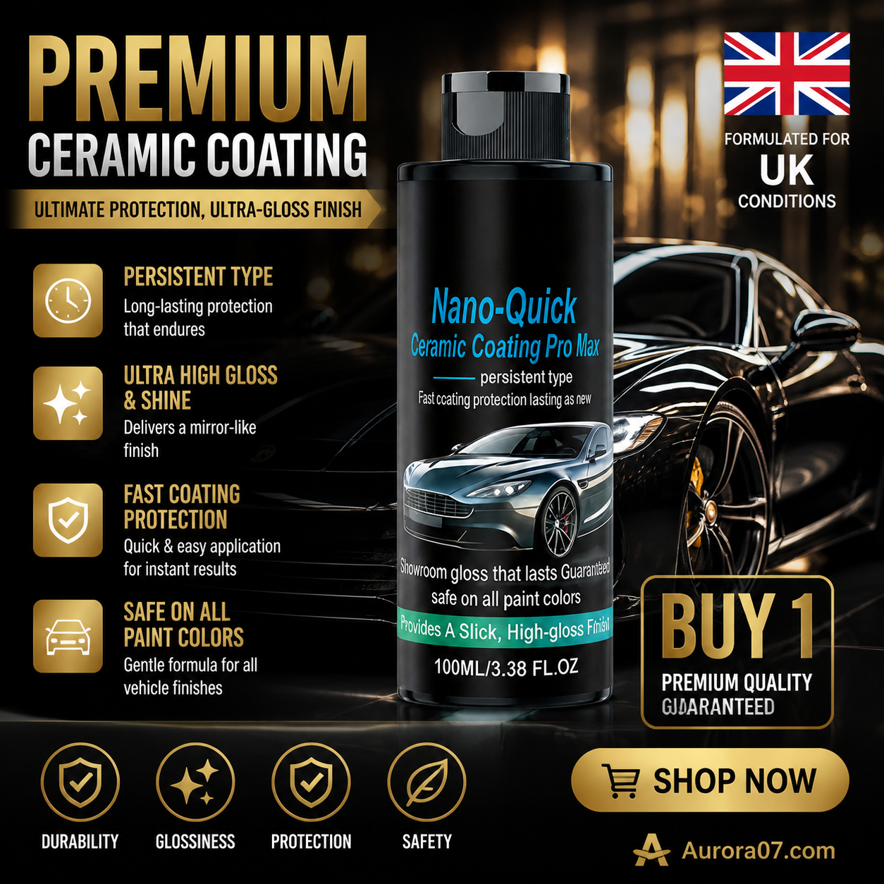 Lumethique™High-Gloss Hydrophobic Nano Ceramic Coating Spray
